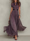 Abito Lungo Elegante Donna in Chiffon con Gonna Fluida